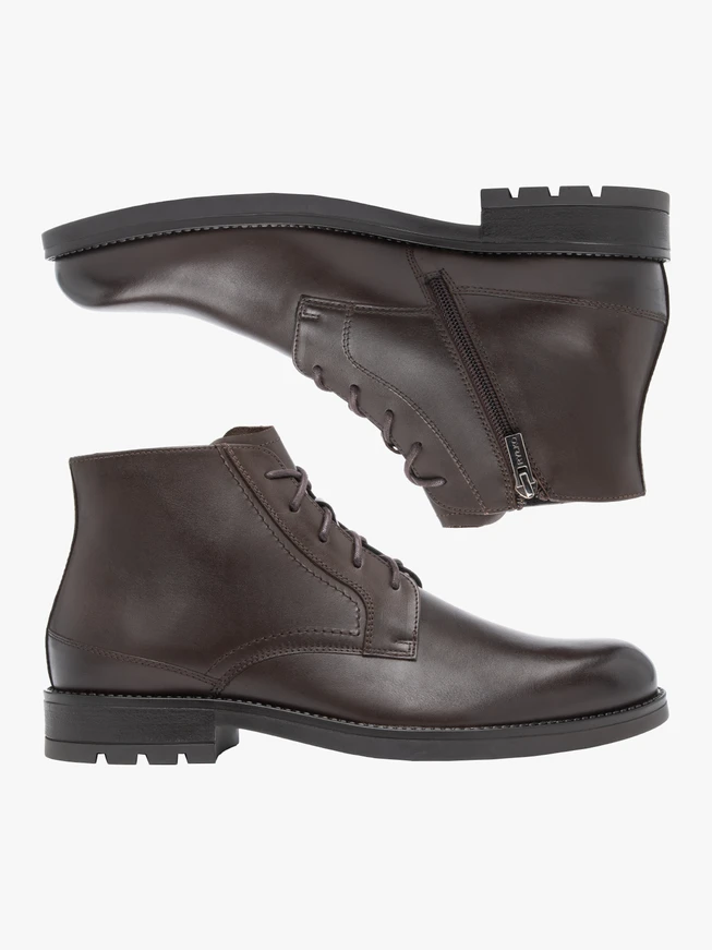 Dark brown full grain leather boots