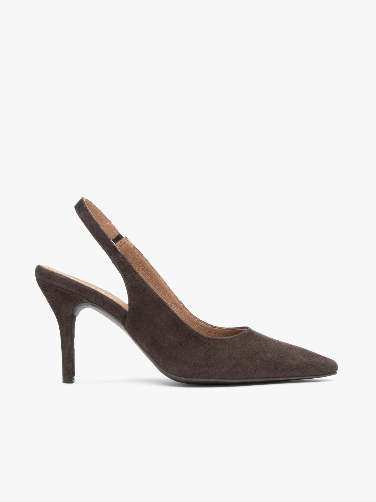 Brązowe czółenka bez pięty slingback na wysokim obcasie - DOLLY F8EW4