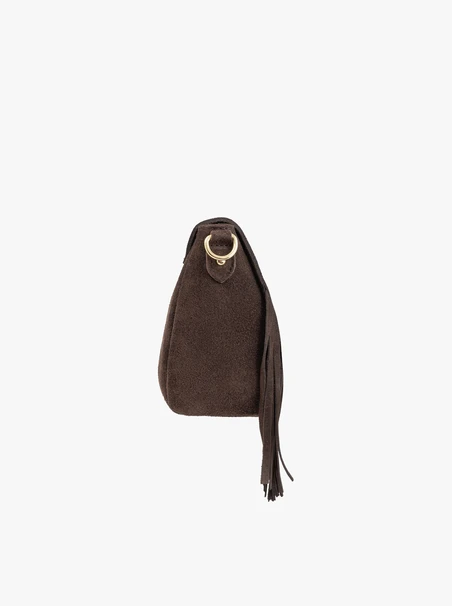 Brown clutch bag with tassels