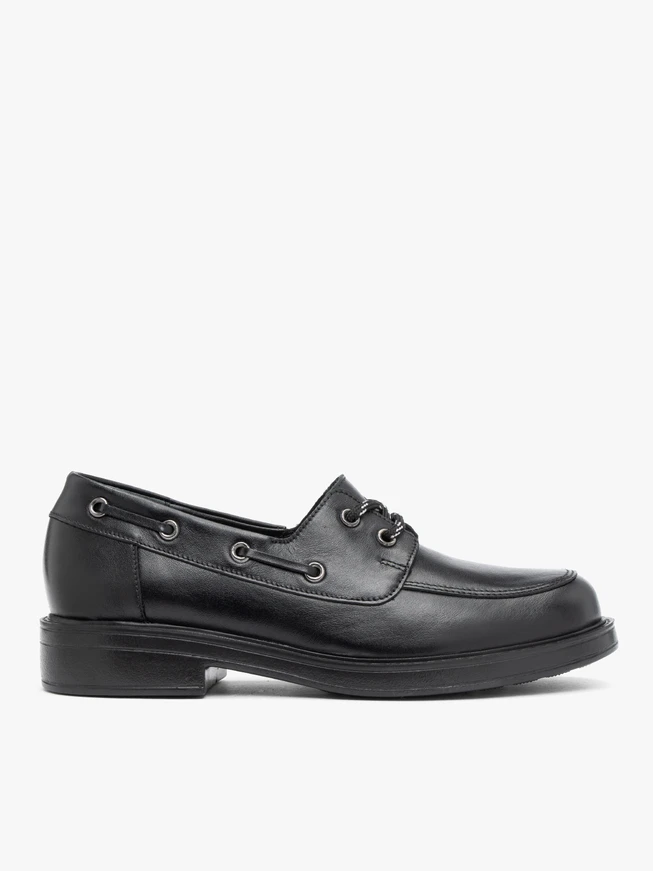 Black half shoes with lacing