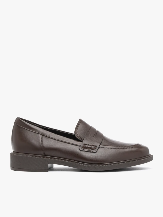 Dark brown grain leather moccasins