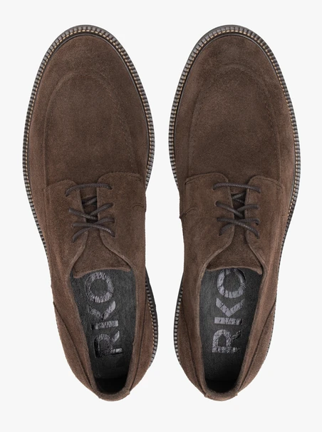 Dark brown velour leather half shoes