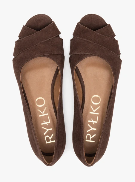 Brązowe baleriny peep toe