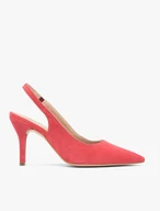 Rote Slingback-Pumps ohne Absatz
