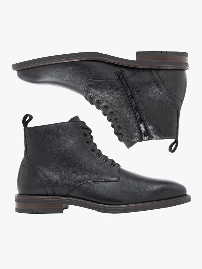 Black grain leather boots