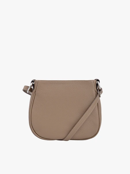 Dark beige leather and velour handbag
