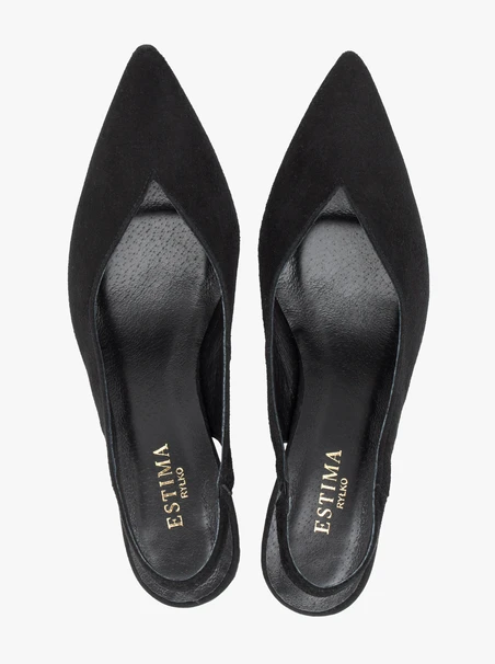 Czarne czółenka slingback na szpilce