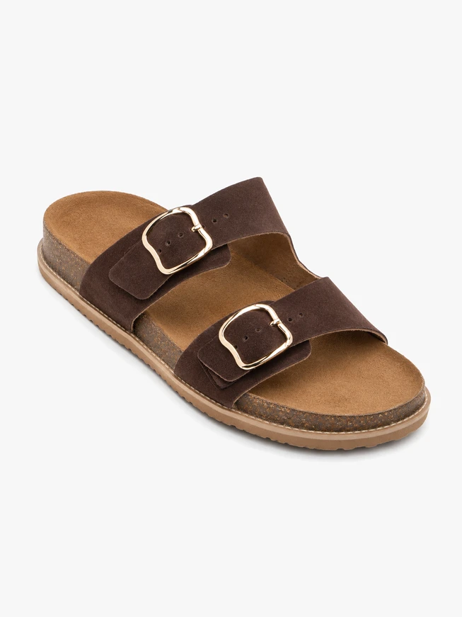 Kastanienbraune Flip-Flops mit zwei Riemen