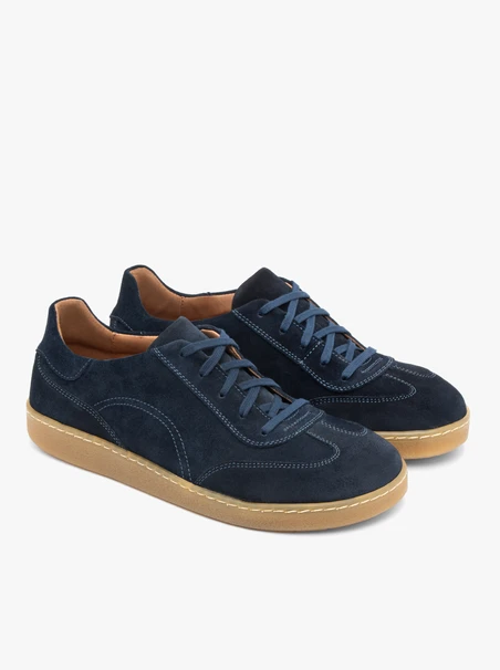 Marineblaue Barfußschuhe aus Veloursleder