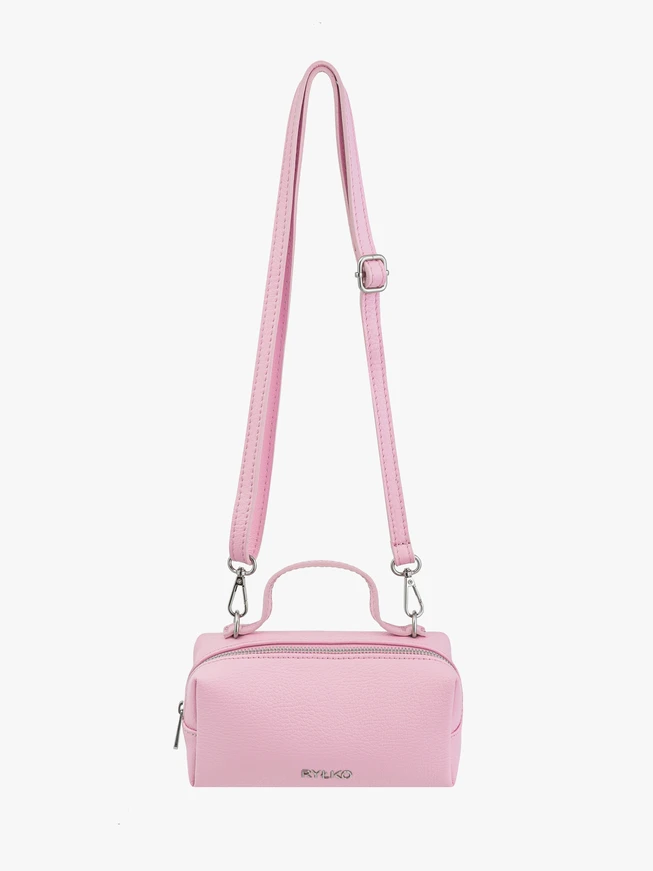 Hellrosa kleine Lederhandtasche