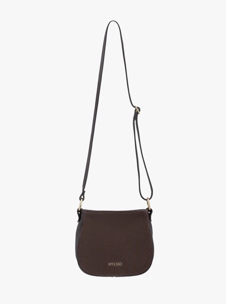Brown leather and velour handbag