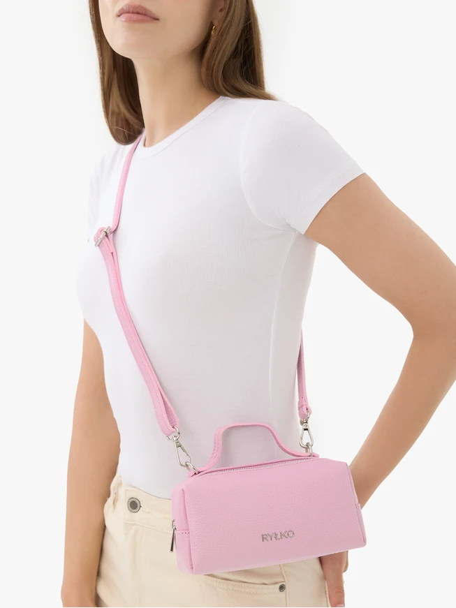 Hellrosa kleine Lederhandtasche