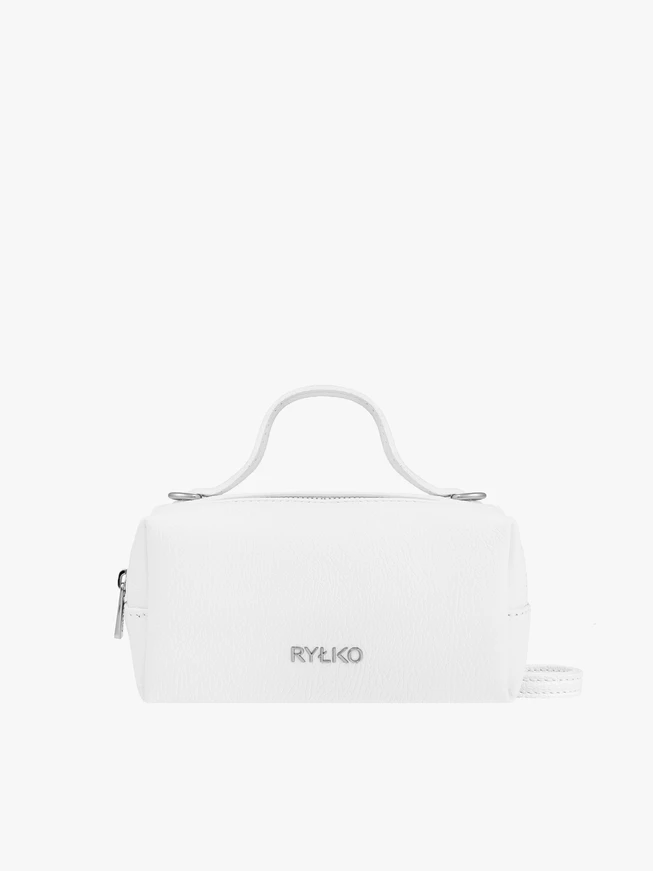 Weiße kleine Lederhandtasche