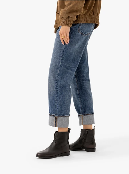 Brown leather cowboy boots