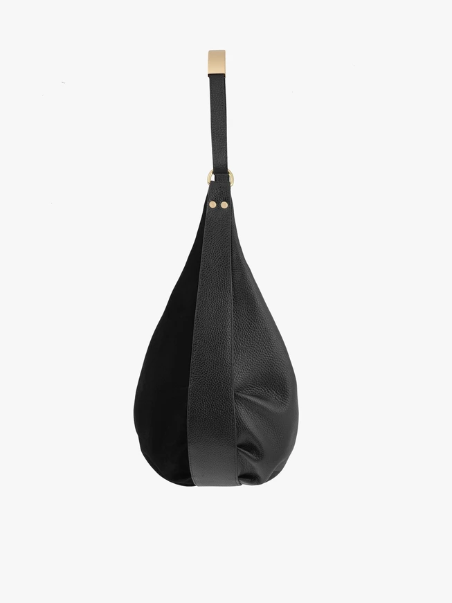 Handtasche aus schwarzem Leder und Velours