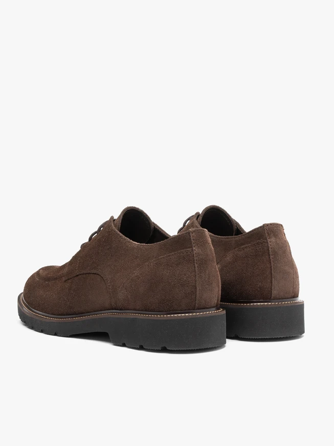 Dark brown velour leather half shoes