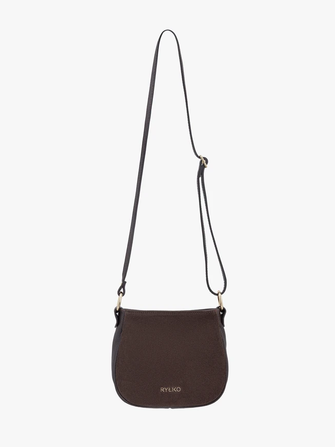 Brown leather and velour handbag