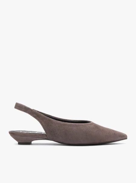 Ciemnobrązowe czółenka slingback w szpic
