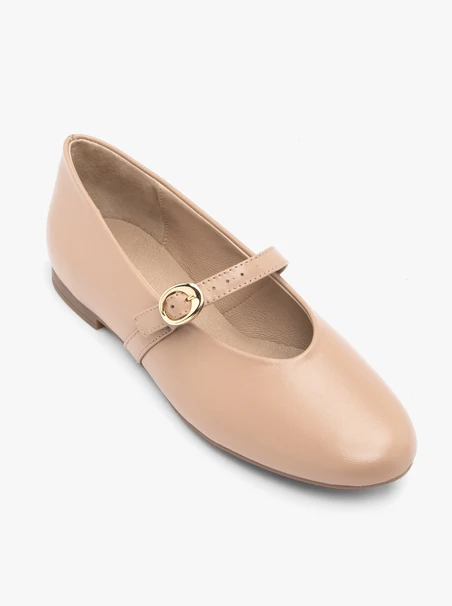 Beige Riemchen-Ballerinas