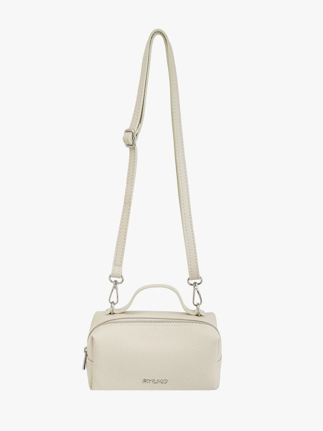 Cream Leather Small Shoulder Bag