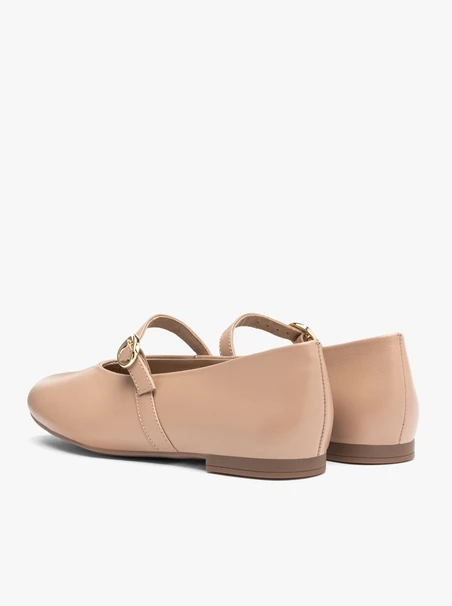 Beige Riemchen-Ballerinas