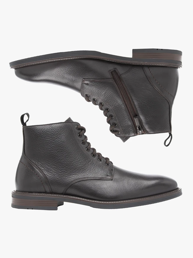 Dark brown full grain leather boots