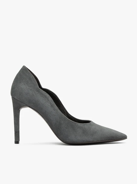 Graphite velour leather pumps with stiletto heel