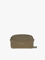 Handtasche aus olivfarbenem Leder und Velours