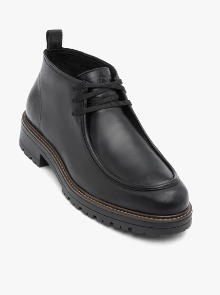 Black grain leather boots