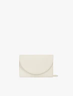 Cream leather clutch bag with chain