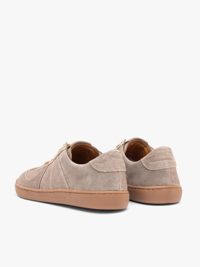 Barfuß Halbschuhe aus grauem Veloursleder