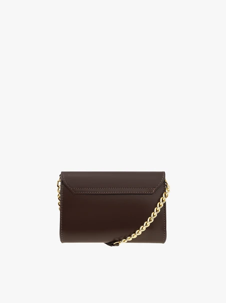 Brown clutch bag with a chain