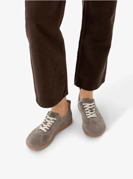 Dark grey velour leather half shoes