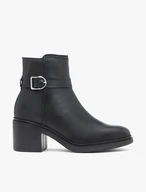 Schwarze Stiletto-Stiefel mit Riemen und Schnalle