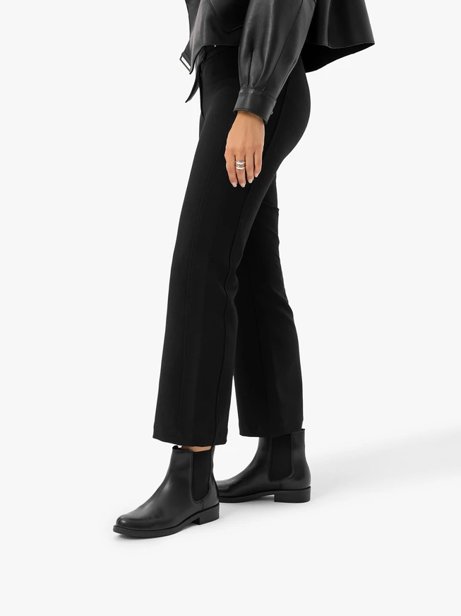 Black full grain leather slippers