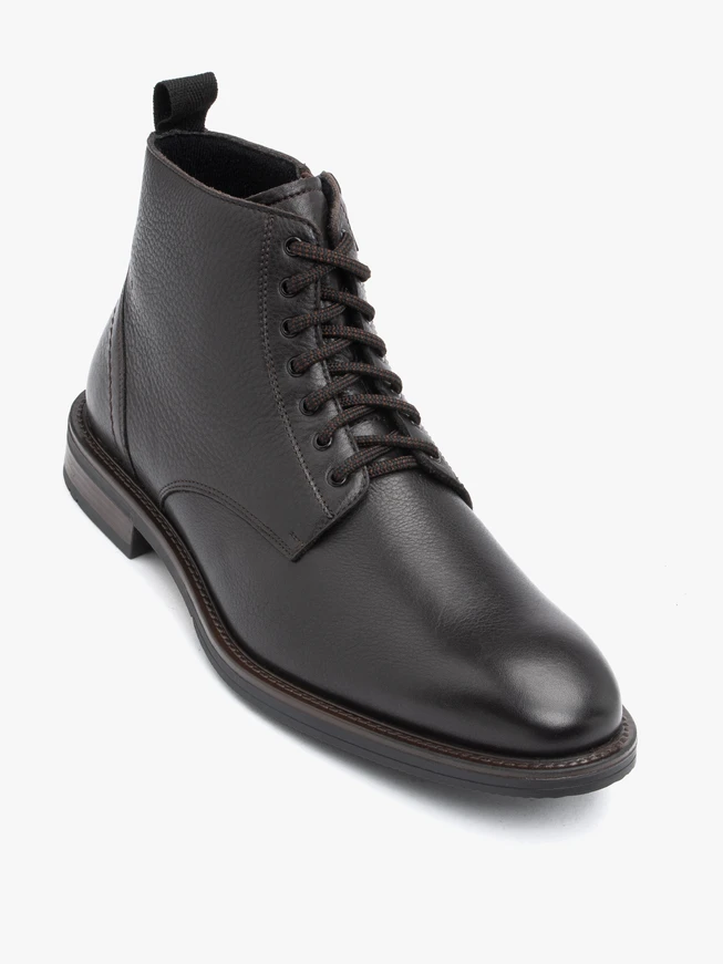 Dark brown full grain leather boots