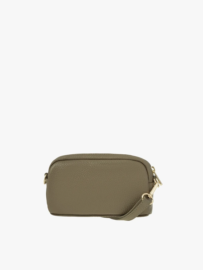 Handtasche aus olivfarbenem Leder und Velours