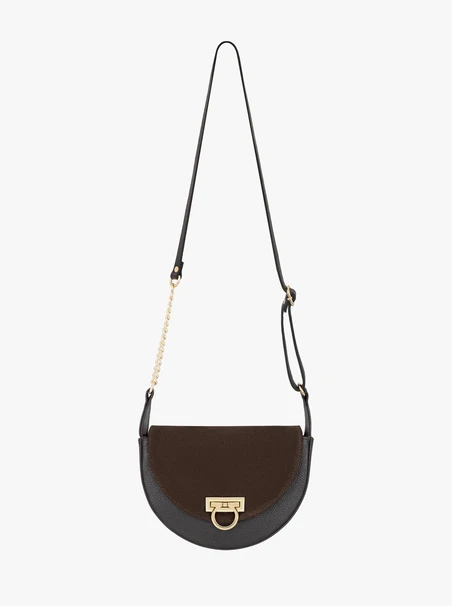 Dark brown crescent-shaped purse