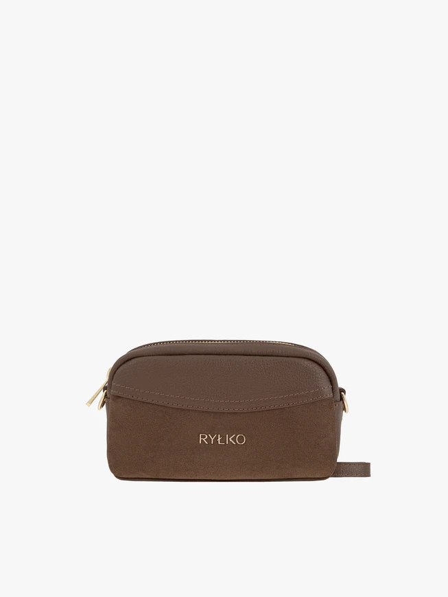Handtasche aus hellbraunem Leder und Velours