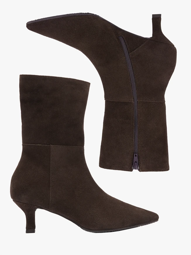Dunkelbraune hohe Stiefeletten mit Stilettoabsatz