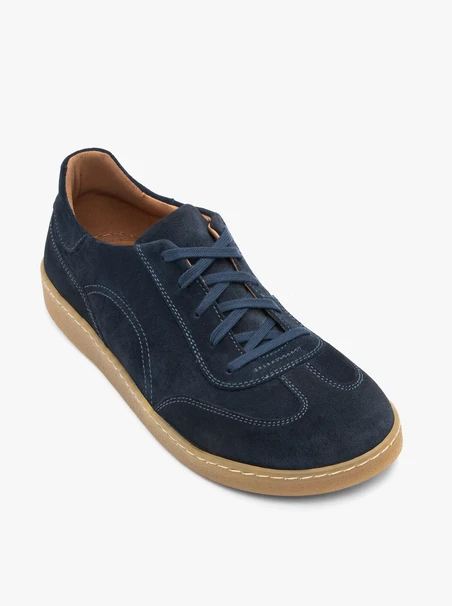 Marineblaue Barfußschuhe aus Veloursleder