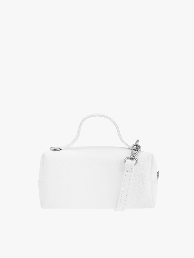 Weiße kleine Lederhandtasche