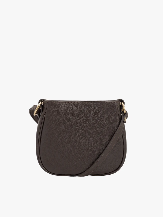 Brown leather and velour handbag