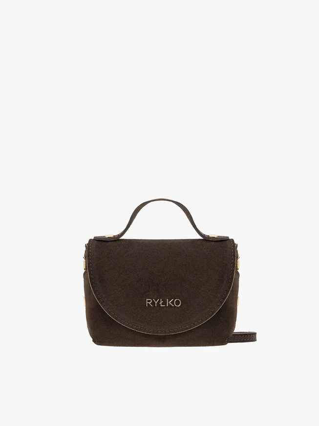 Brown small velour handbag