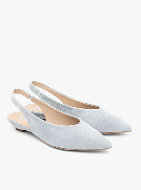 Light blue pointed slingback pumps