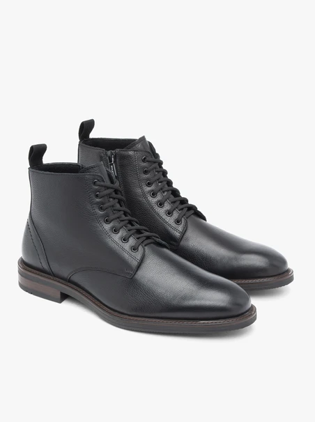 Black grain leather boots