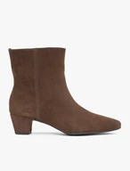 Braune Veloursstiefel mit niedrigen Absätzen
