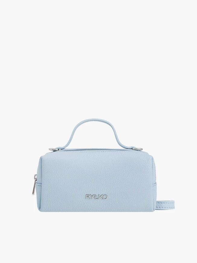 Kleine blaue Lederhandtasche