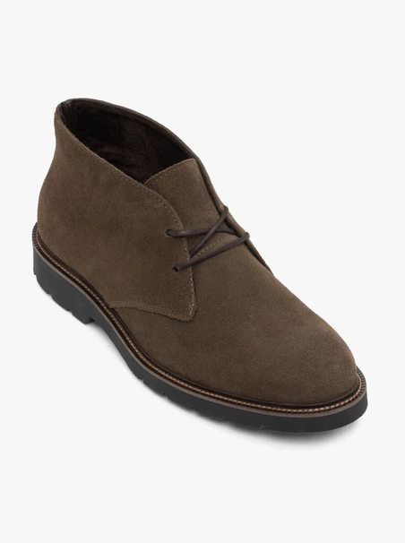 Olive velour leather boots