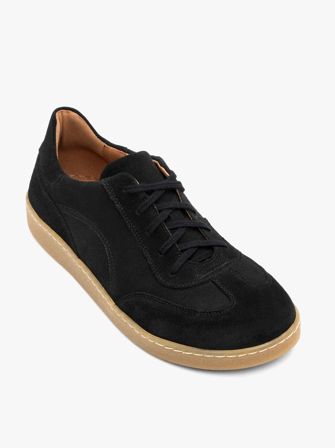 Schwarze Barfuß-Halbschuhe aus Veloursleder